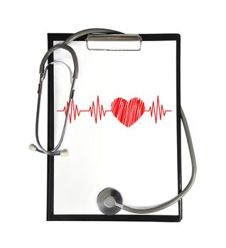 heartbeat drawing clipboard and stethoscope
