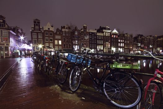 Amsterdam by night in the Netherlands