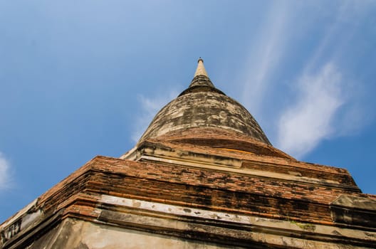 Buddha and the temple in Ayutthaya Thailand