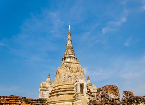 Buddha and the temple in Ayutthaya Thailand