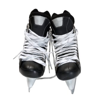 Two hockey skates on a white background.