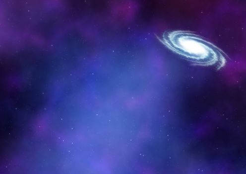 Stars and spiral galaxy in a free space