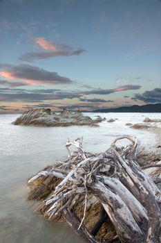 HDR image of the kaikoura coast at dawn.