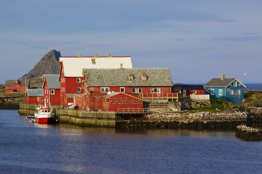 Traditional fishing harbor in Norway on island of Rost, Lofoten