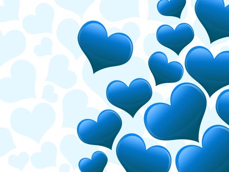 Valentines Day Card with Hearts all in blue
