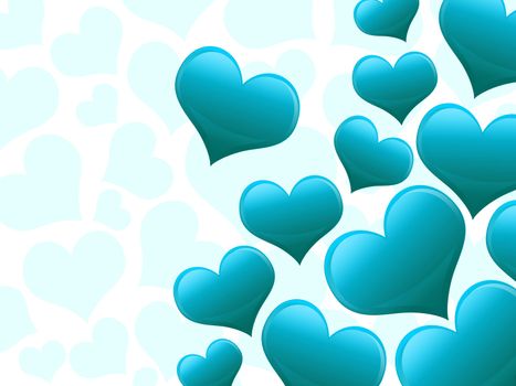Valentines Day Card with Hearts all in turquoise