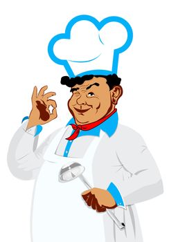 Funny happy Chef on a white background