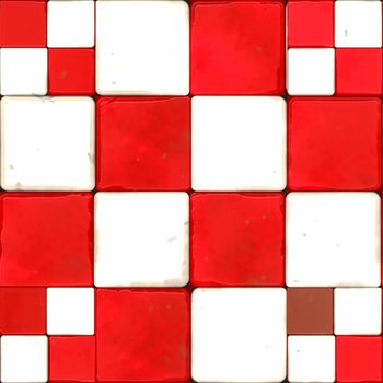Mosaic tiles red and whites