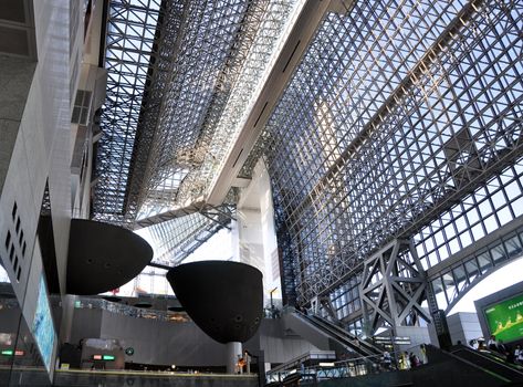 KYOTO, JAPAN - OCT 27: Kyoto Station is Japan's 2nd largest train station and its futurism architecture opened amid controversy in 1997 in the otherwise historical city October 27, 2012 in Kyoto, Japan. 