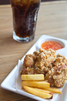 Breaded fried chicken is a popular food