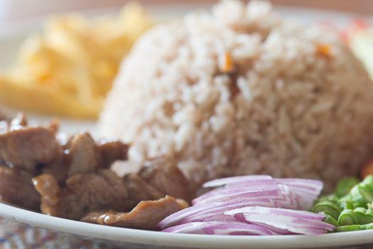 Rice with shrimp paste, Thai food is delicious