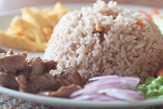 Rice with shrimp paste, Thai food is delicious