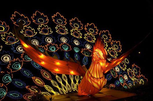 Peacock lantern at Lantern Festival in southern Thailand