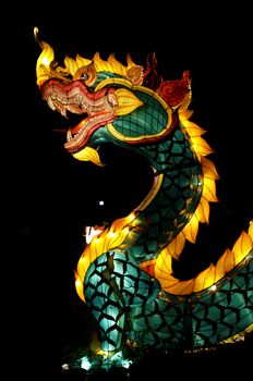 Great Naga lantern in Lantern Festival at southern Thailand