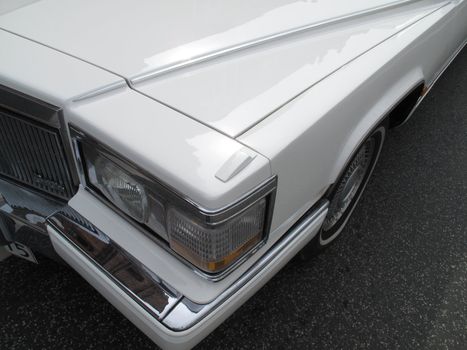 Detail of white Cadillac - a collectors item.