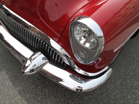 Detail of red Ford Mustang - a collectors item.