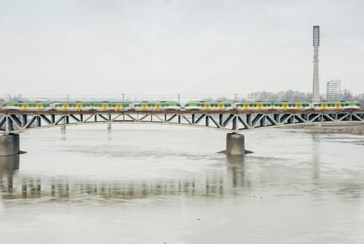 Swietokrzyski bridge over the Vistual River, Warsaw, Poland.