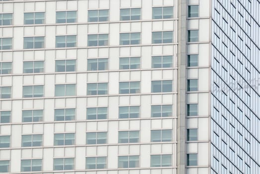 Detail of skyscraper windows in Warsaw, Poland.