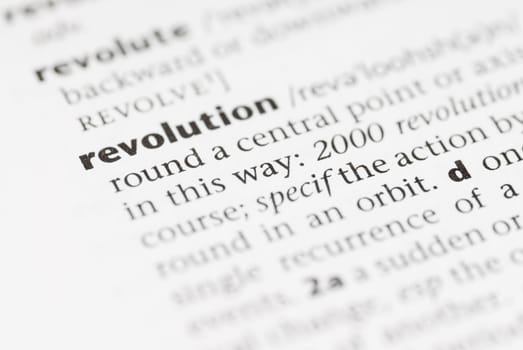 Macro image of dictionary word: Revolutionary.