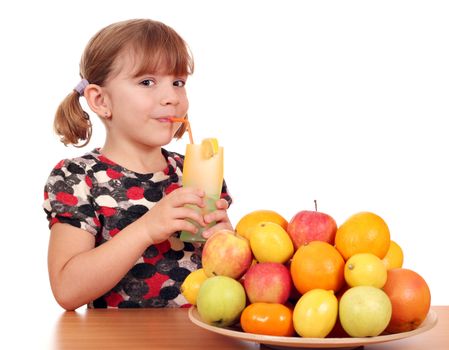 beautiful little girl drink lemonade