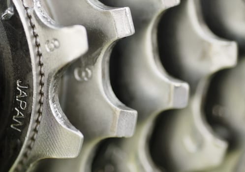 Detail of rear gears and chain set of mountain bike. 