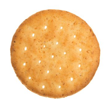 Wheat  cracker. A single piece wholemeal oat biscuit isolated on white background.