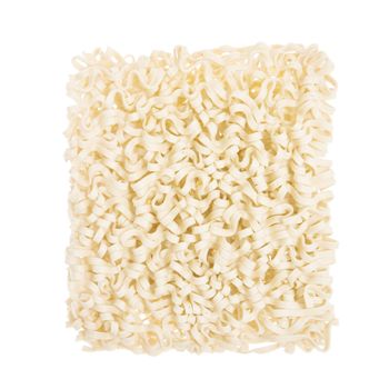 Asian ramen instant noodles block isolated on white background