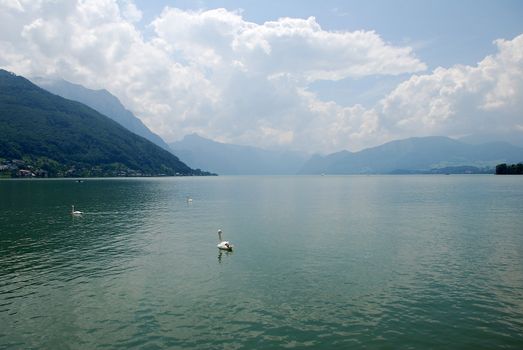 Alpine lake among the mountains in Austria
