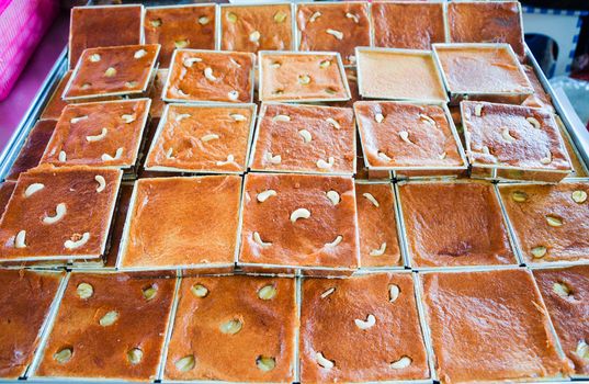 Traditional Thai Dessert Khanom mor Kaeng (Mung Bean Thai Custard)