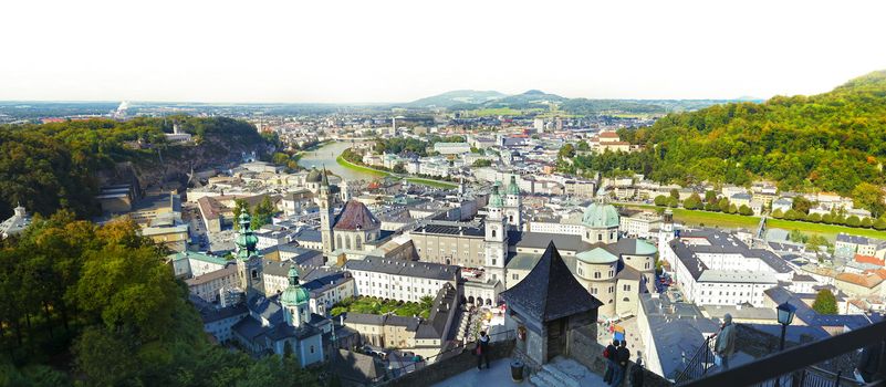 Panoramic view of the city of Salzburg, Austria