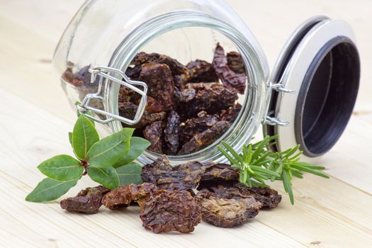 dried tomatoes in a jar