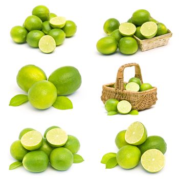 collection of fresh limes - collage