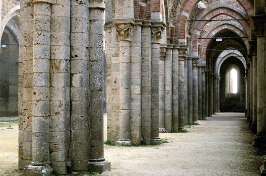 The ruins of the san galgano abbey in Tuscany