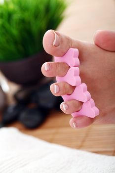 Image of SPA pedicure on bamboo surface