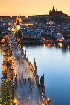 View of Vltava river with Charles bridge in Prague, Czech republic