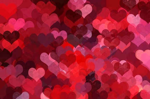 Heart shape pattern abstract illustration. Love and romance grunge background.