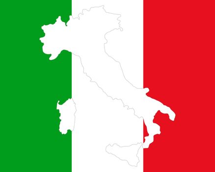 Map and flag of Italy