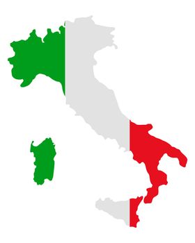 Map and flag of Italy