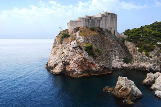 Adriatic seacoast from above view in summer