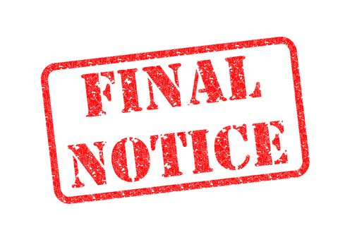 'FINAL NOTICE' Red Stamp over a white background.