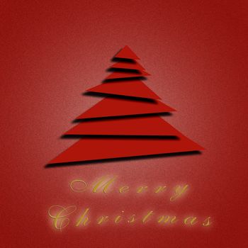 Christmas greeting  card with a tree in red tones