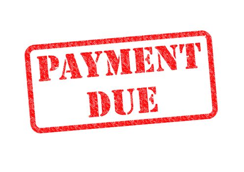 'PAYMENT DUE' Red Stamp over a white background.