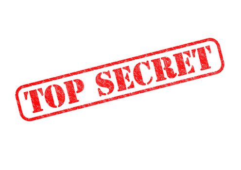 'TOP SECRET' Red Stamp over a white background.