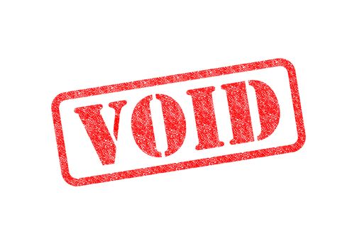 'VOID' Red Stamp over a white background.