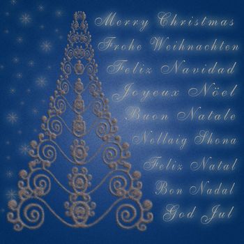 Christmas greeting card in silver and blue