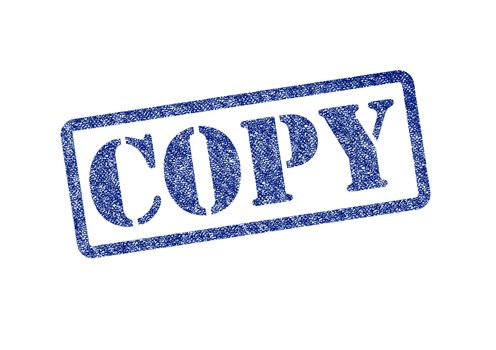 'COPY' blue rubber stamp over a white background.