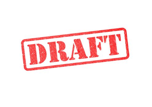 'DRAFT' red rubber stamp over a white background.