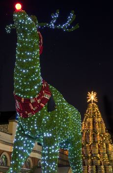 Christmas topiary Reindeer in Covent Garden, London.