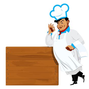 Funny Chef and wooden menu