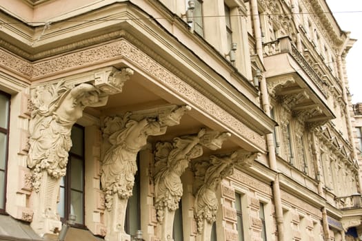 The architecture of buildings on Nevsky Prospekt St.Petersburg.